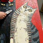 SOLORART Surreal Art | Red & Cats Duo