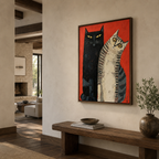 SOLORART Surreal Art | Red & Cats Duo