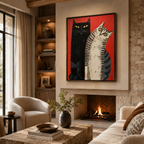 SOLORART Surreal Art | Red & Cats Duo