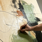 SOLORART Abstract Art | Sage Green Line Flow