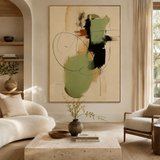 SOLORART Abstract Art | Sage Green Line Flow