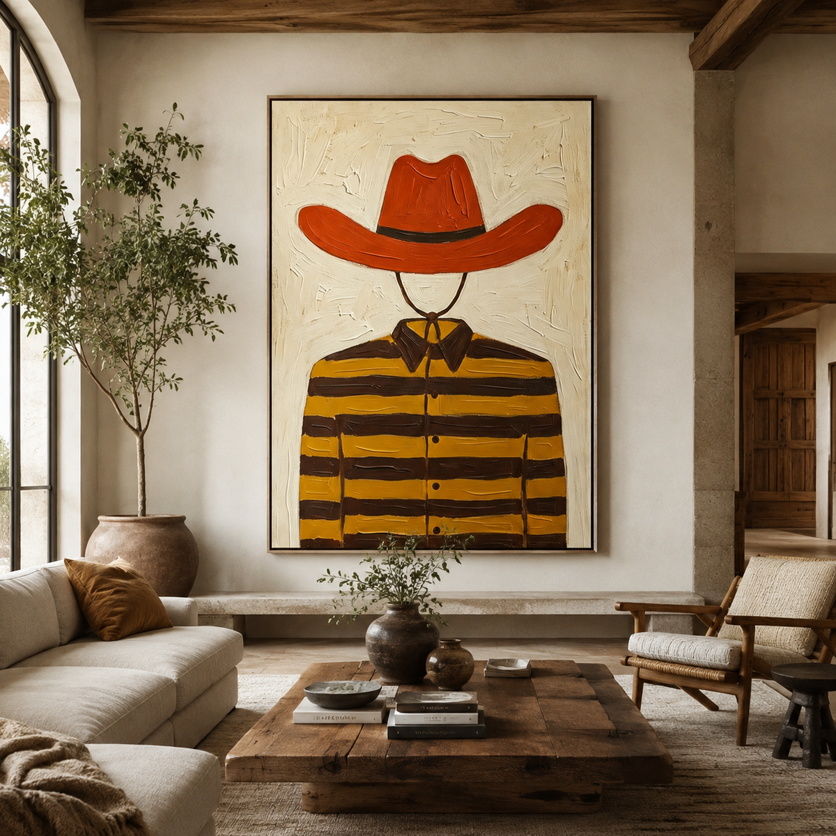 SOLORART Vintage Americana Art | Striped Cowboy