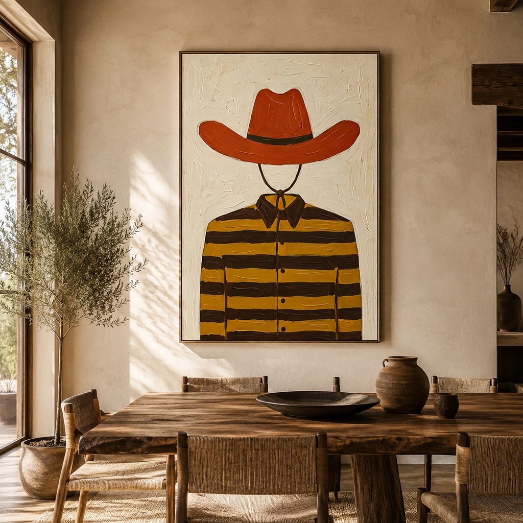 SOLORART Vintage Americana Art | Striped Cowboy