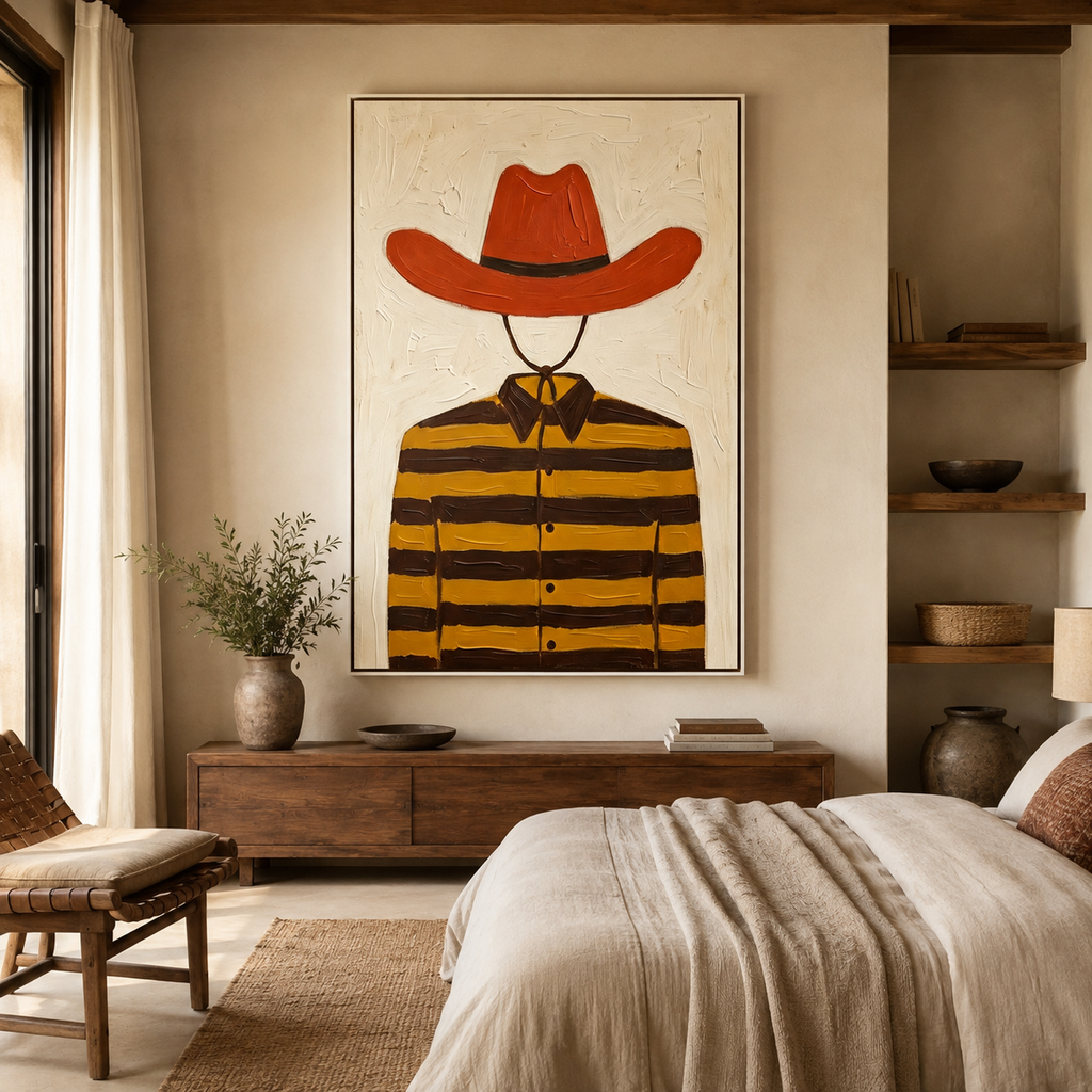 SOLORART Vintage Americana Art | Striped Cowboy