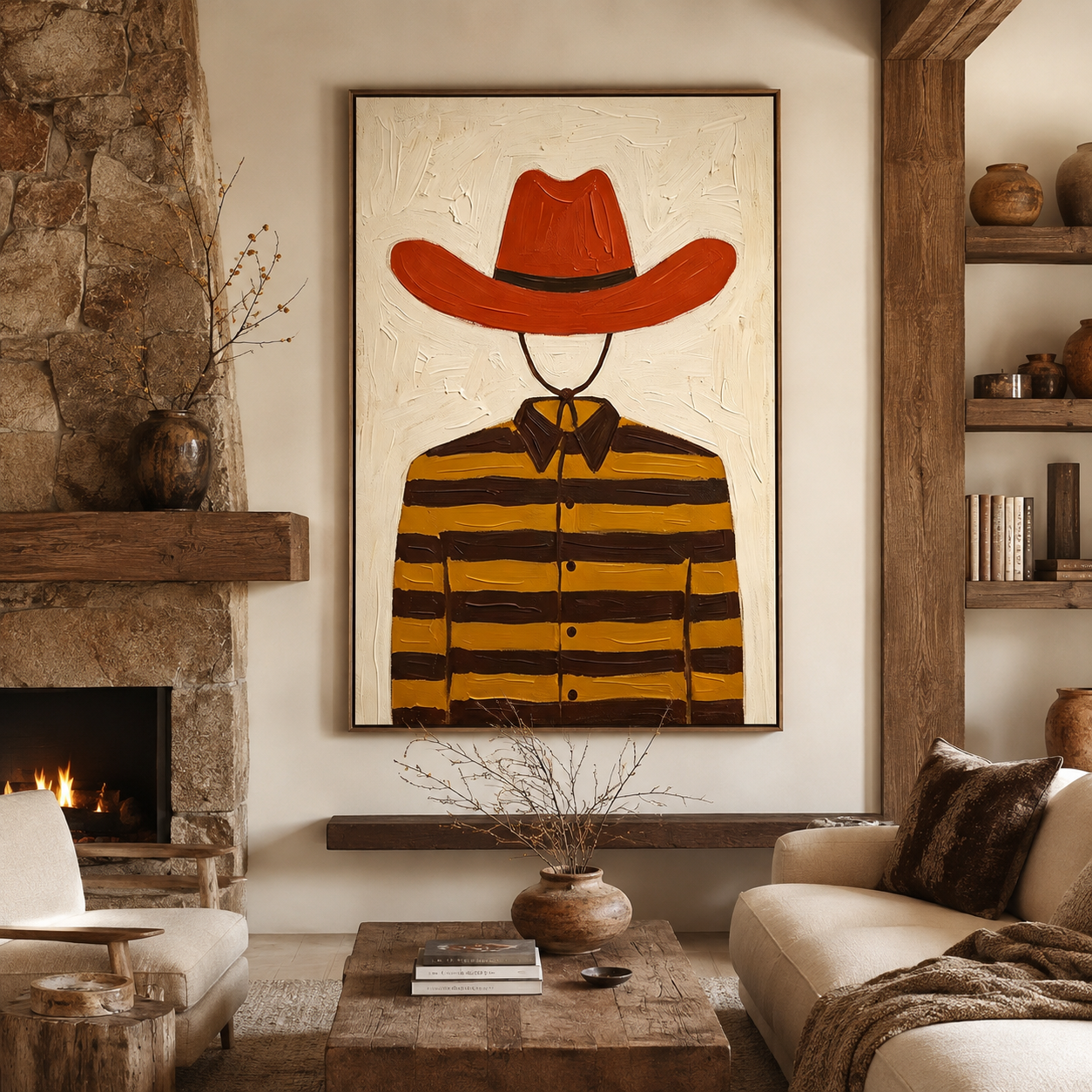 SOLORART Vintage Americana Art | Striped Cowboy