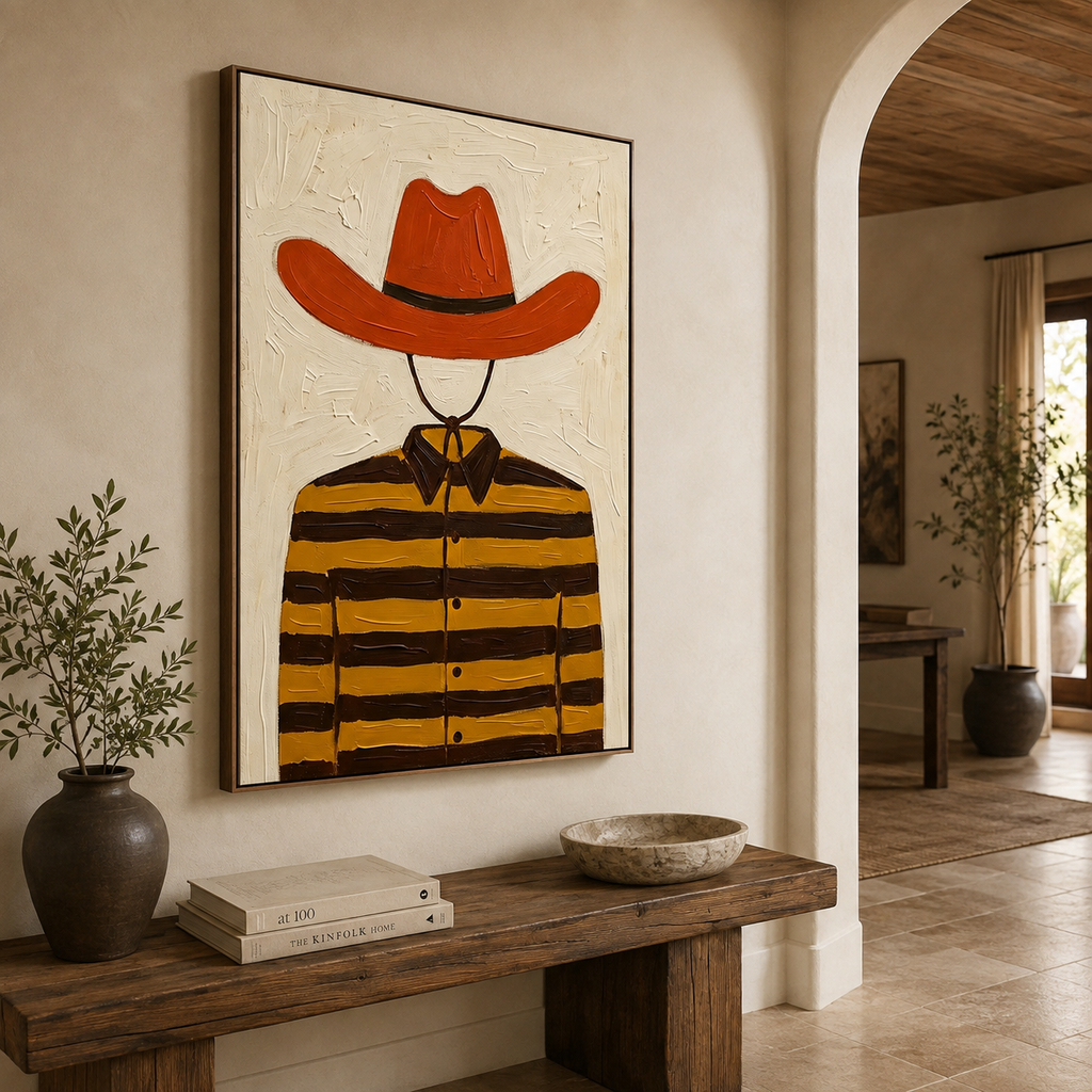 SOLORART Vintage Americana Art | Striped Cowboy