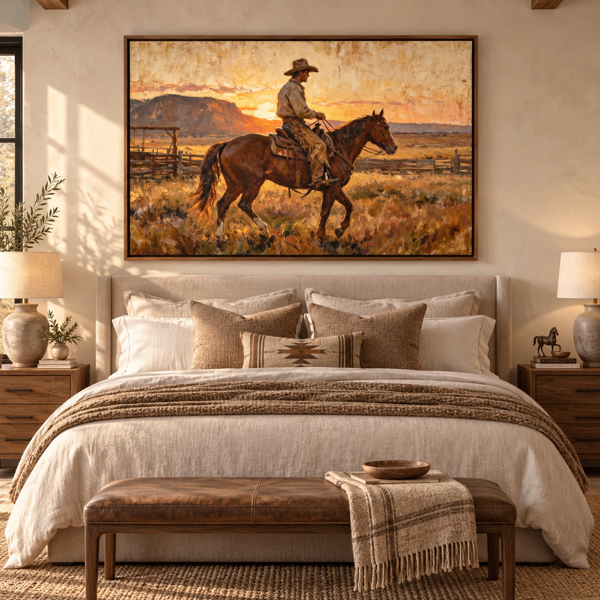 SOLORART Vintage Americana Art | Sunset Cowboy Ride