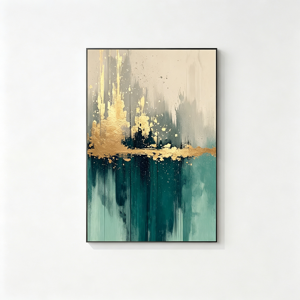 SOLORART 3D-Textured Art | Teal Gold Reflections