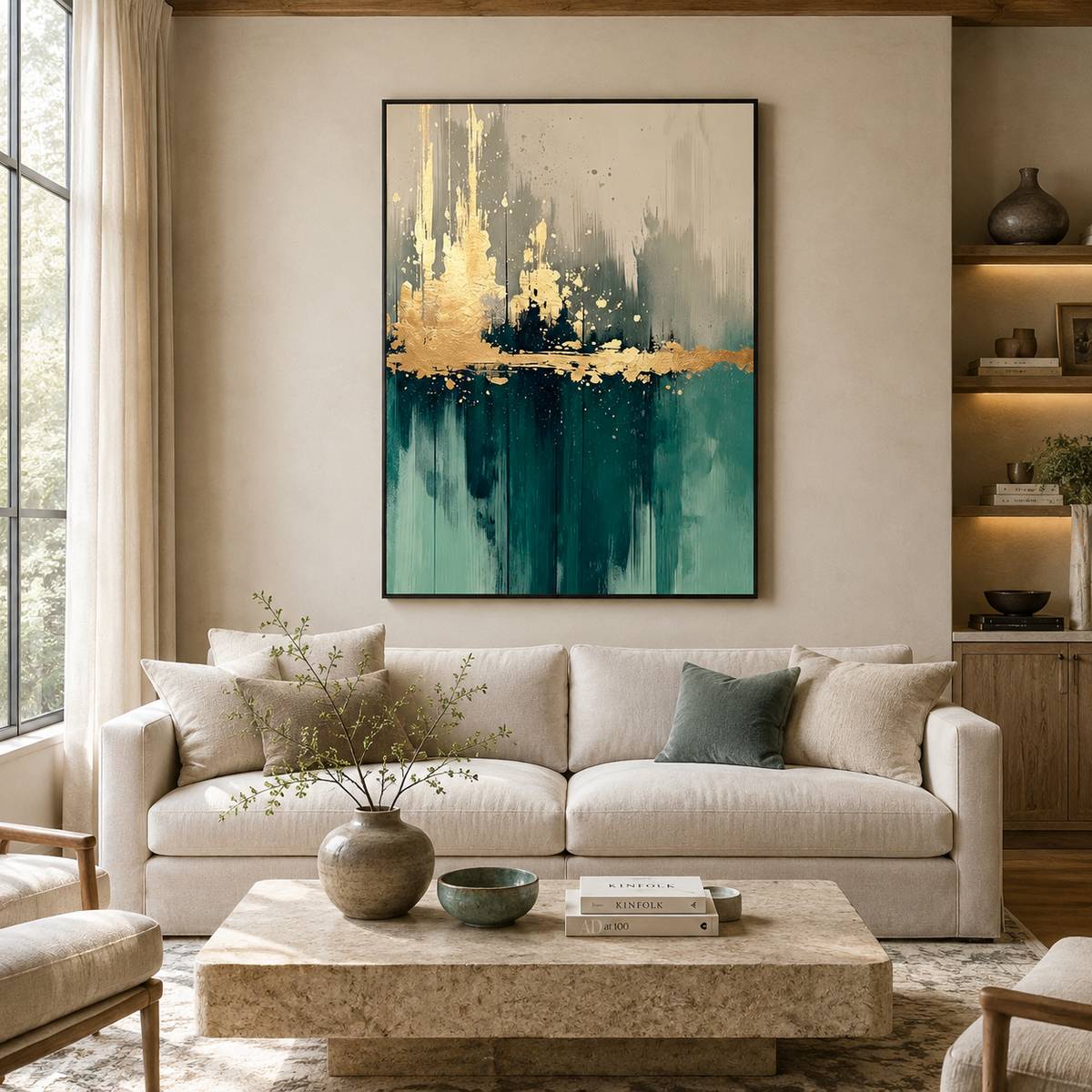 SOLORART 3D-Textured Art | Teal Gold Reflections