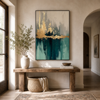SOLORART 3D-Textured Art | Teal Gold Reflections