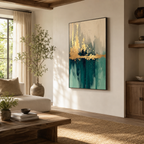SOLORART 3D-Textured Art | Teal Gold Reflections
