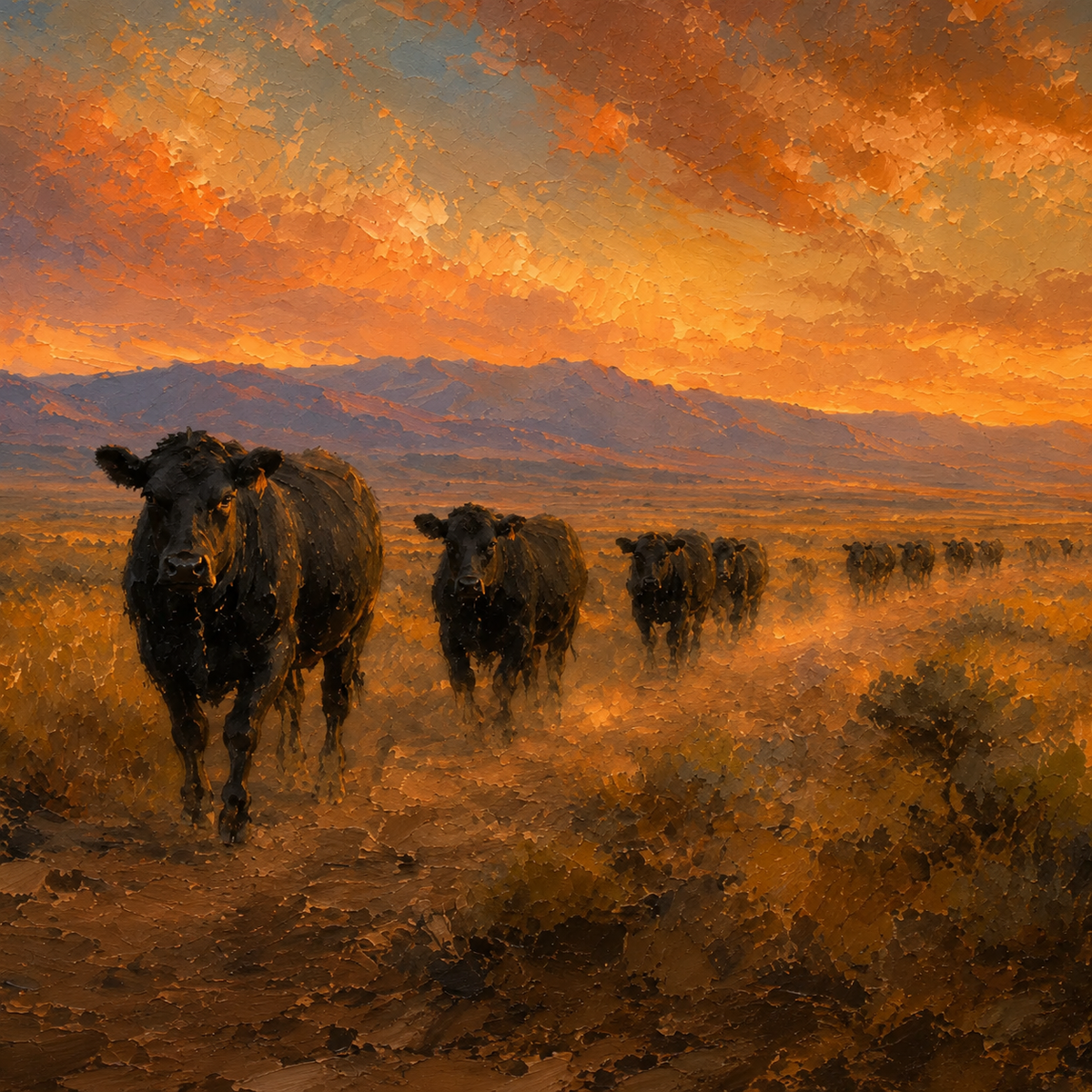 SOLORART Vintage Americana Art | The Dusk Parade on the Plains