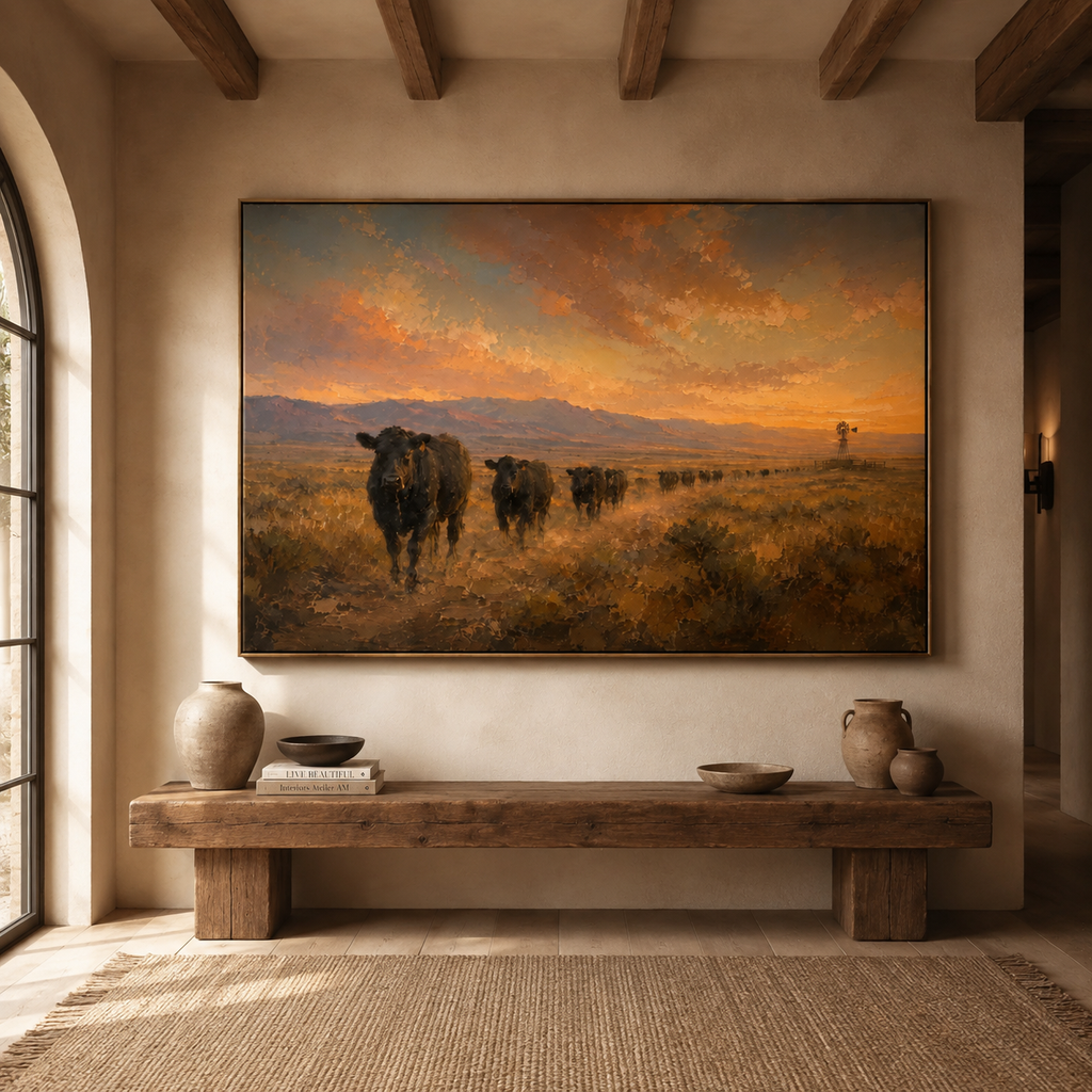 SOLORART Vintage Americana Art | The Dusk Parade on the Plains