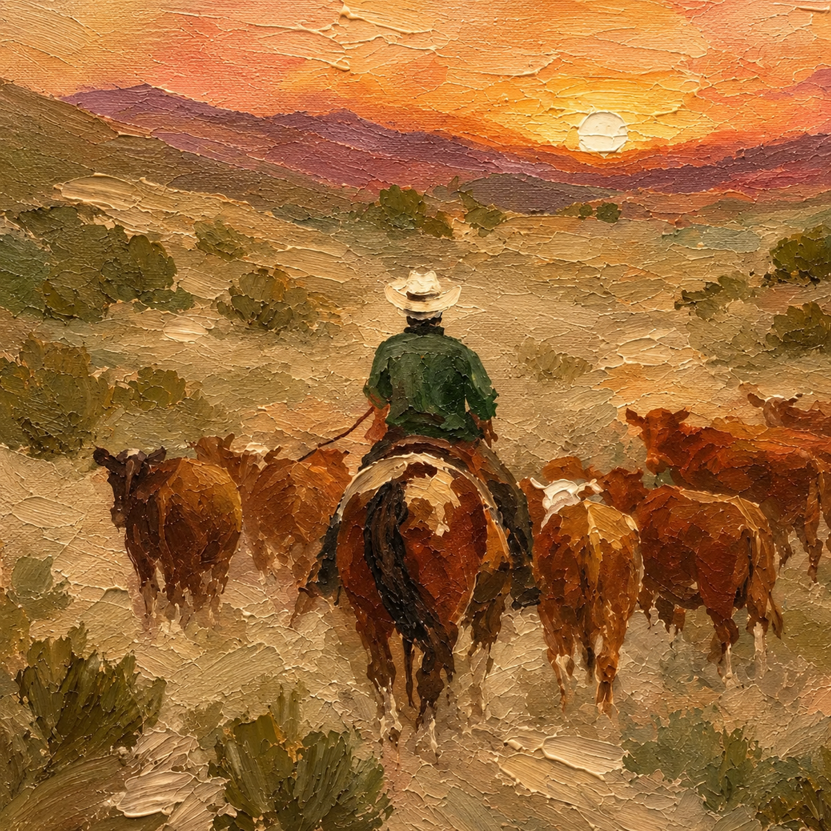 SOLORART Vintage Americana Art | The Dusty Path of Golden Hour