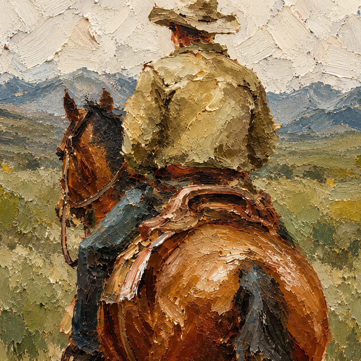 SOLORART Vintage Americana Art | The Quiet Gaze Toward the Range