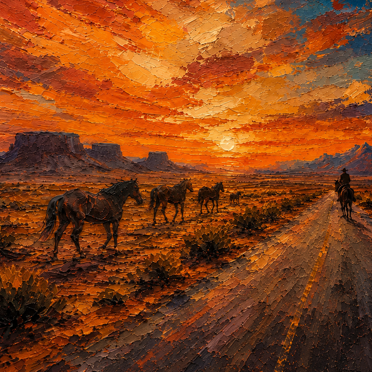 SOLORART Vintage Americana Art | The Western Sun's Departure