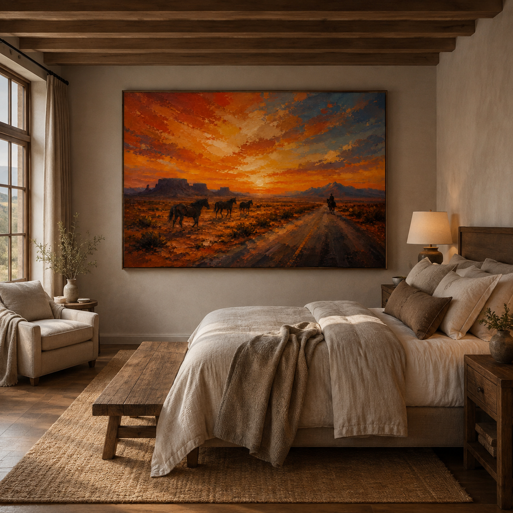 SOLORART Vintage Americana Art | The Western Sun's Departure