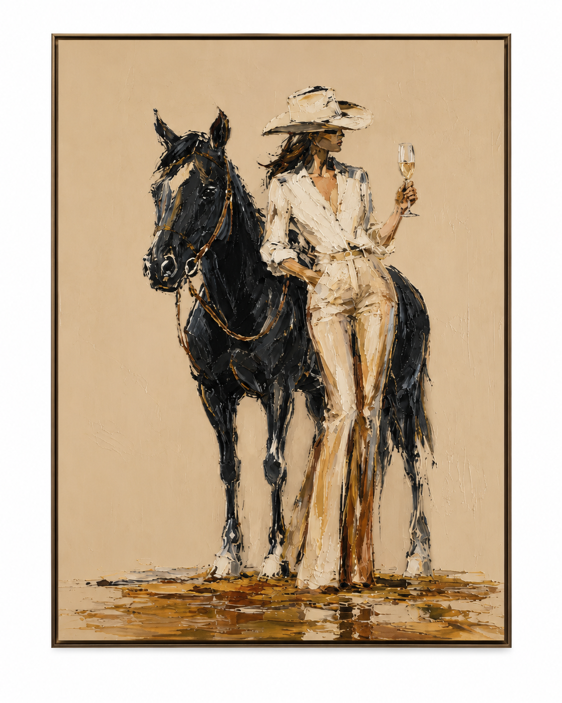 SOLORART Vintage Americana Art | Toast with the Dark Stallion