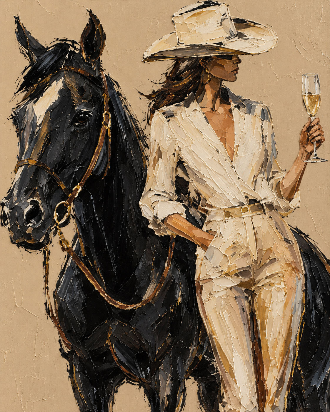 SOLORART Vintage Americana Art | Toast with the Dark Stallion