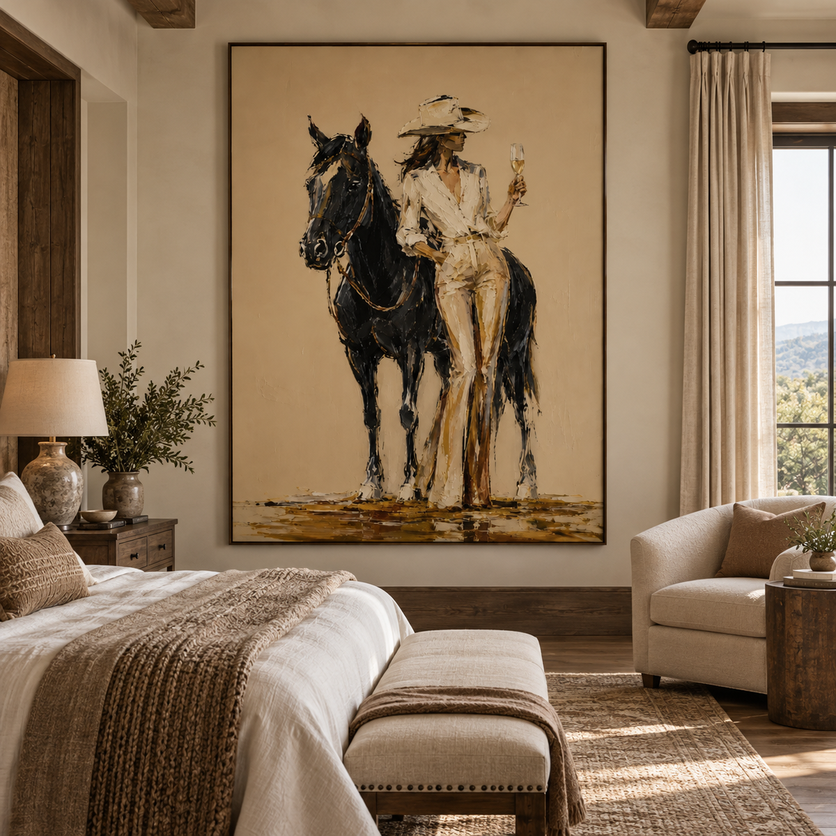 SOLORART Vintage Americana Art | Toast with the Dark Stallion