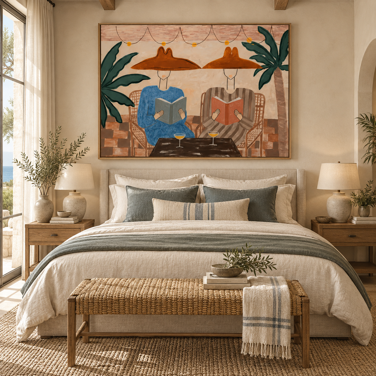 SOLORART Vintage Americana Art | Tropical Reading Duo