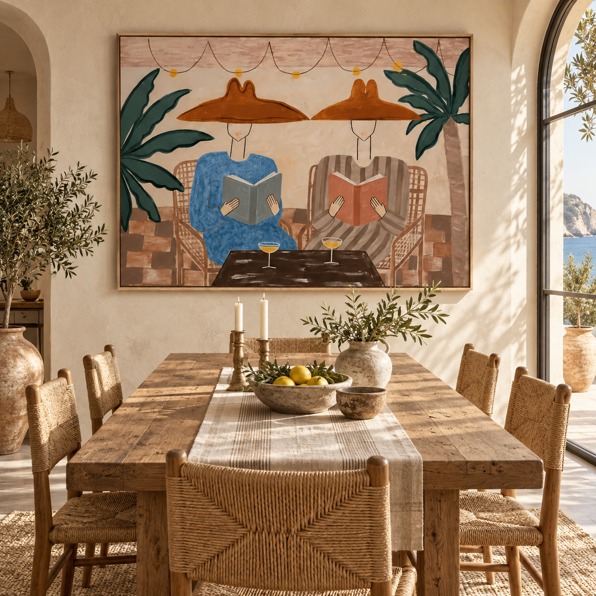 SOLORART Vintage Americana Art | Tropical Reading Duo