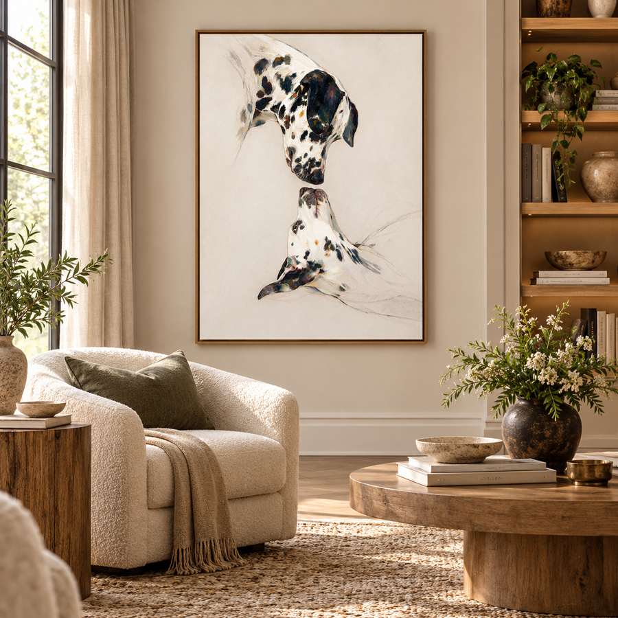 SOLORART Impressionist Art | Two Dalmatians Facing Each Other