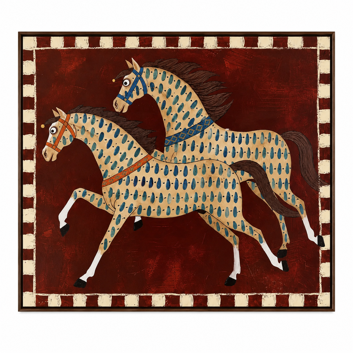 SOLORART Vintage Americana Art | Two Painted Steeds