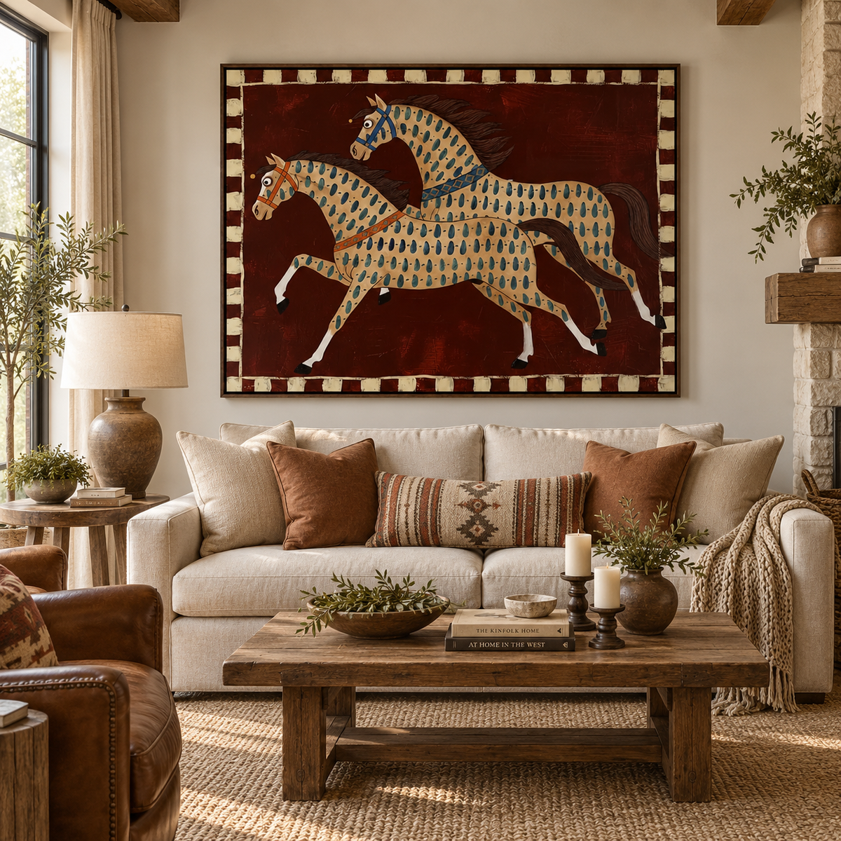 SOLORART Vintage Americana Art | Two Painted Steeds