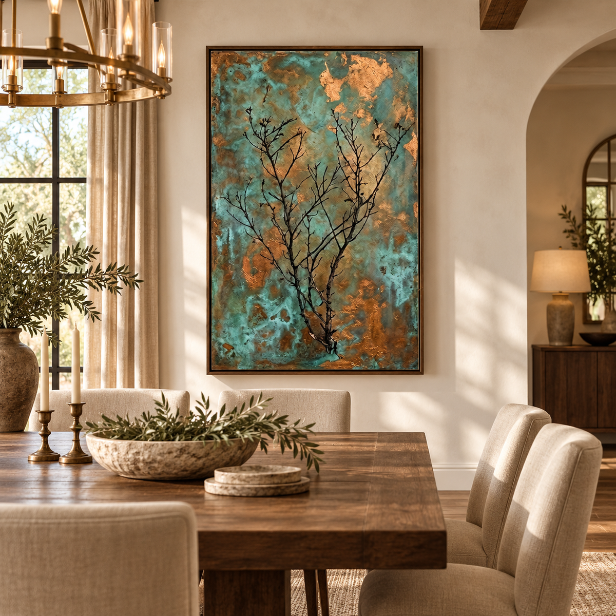 SOLORART Wabi-Sabi Art | Verdigris Branch Poem