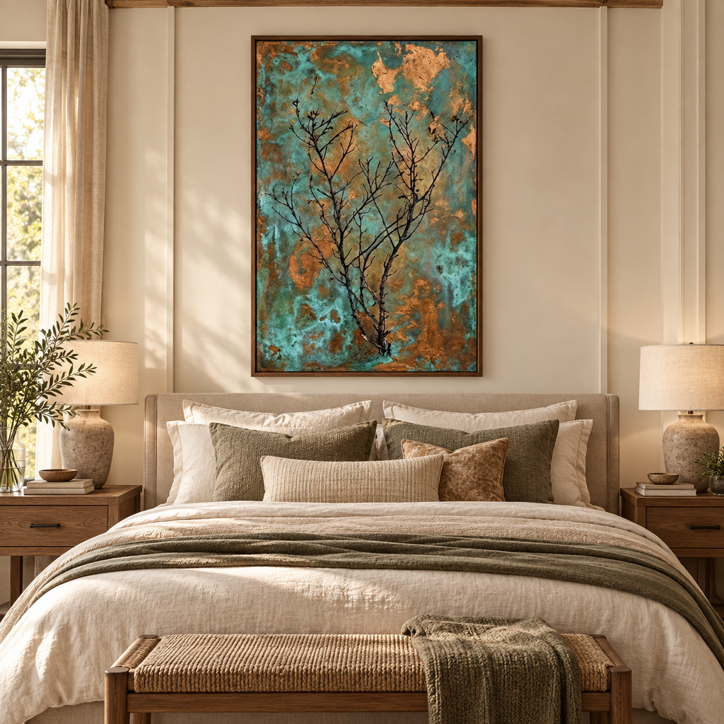 SOLORART Wabi-Sabi Art | Verdigris Branch Poem