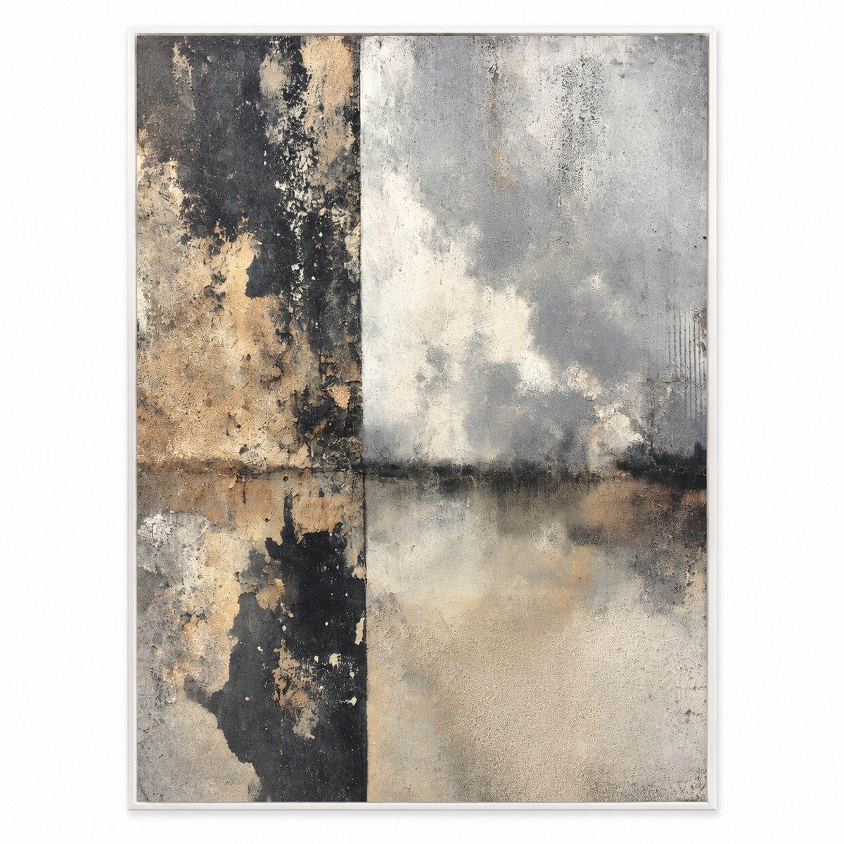 SOLORART Wabi-Sabi Art | Weathered Grid Wash