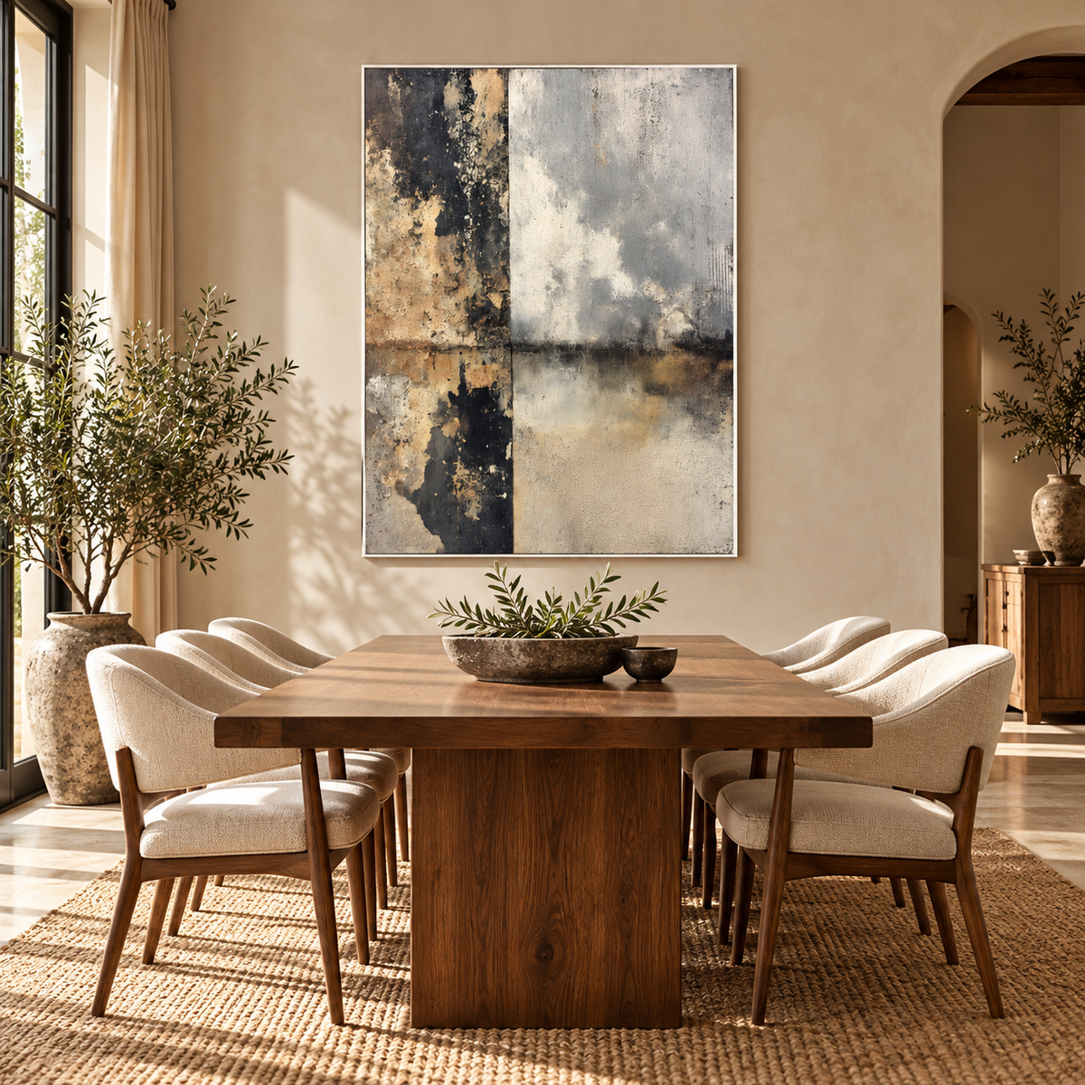 SOLORART Wabi-Sabi Art | Weathered Grid Wash