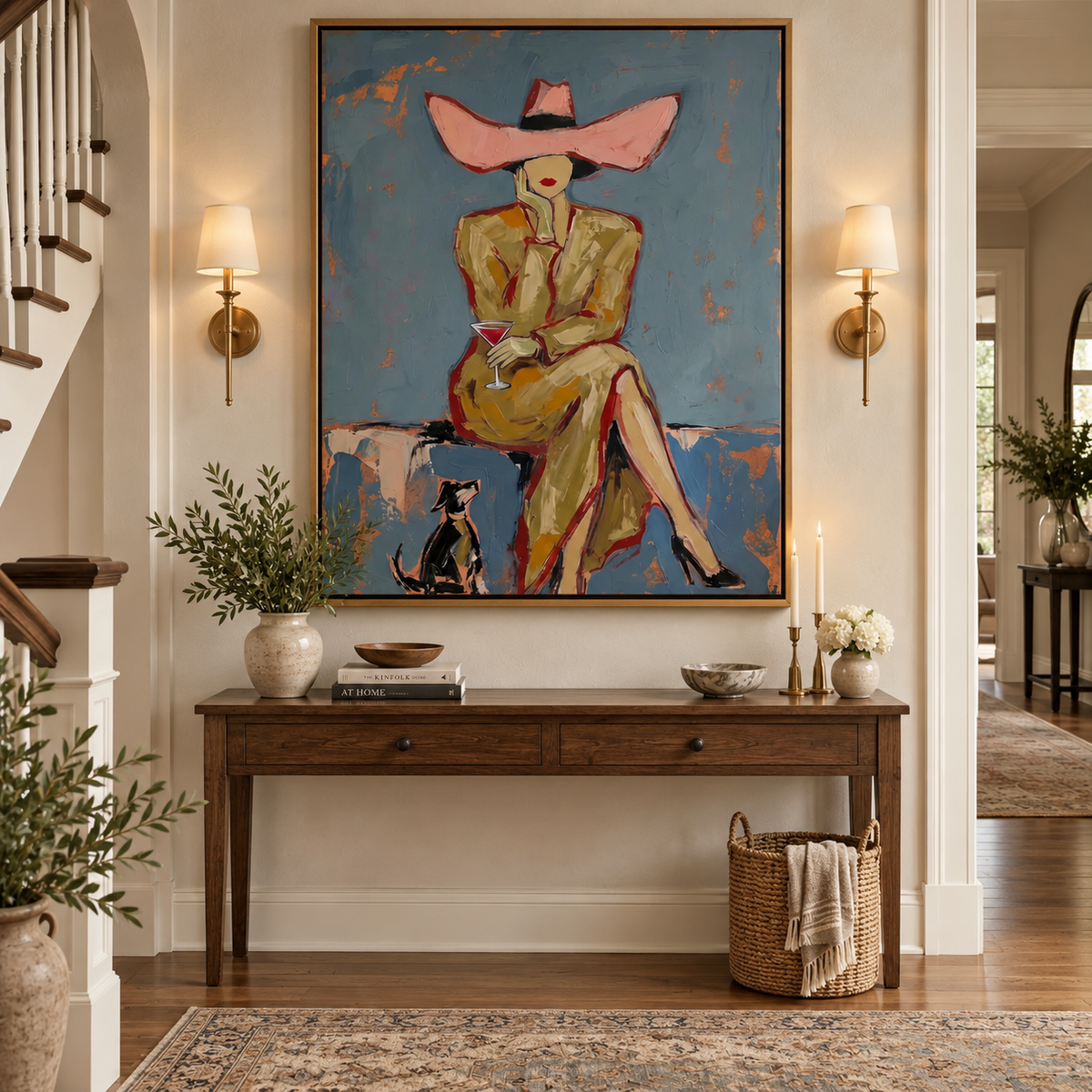 SOLORART Vintage Americana Art | Western Lady's Sip