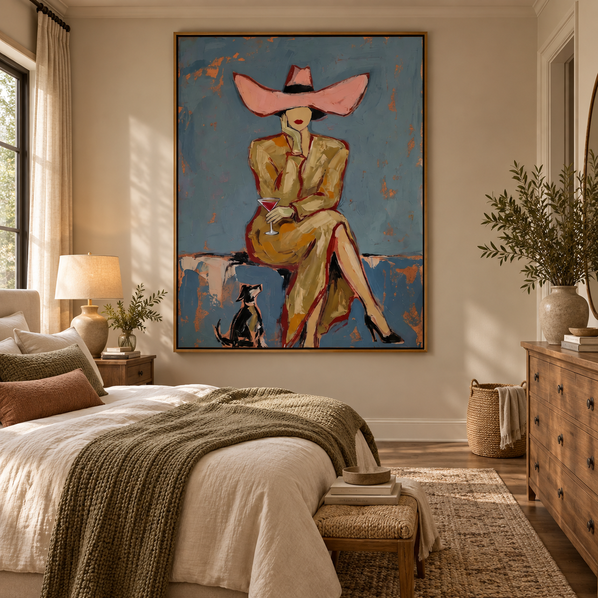 SOLORART Vintage Americana Art | Western Lady's Sip