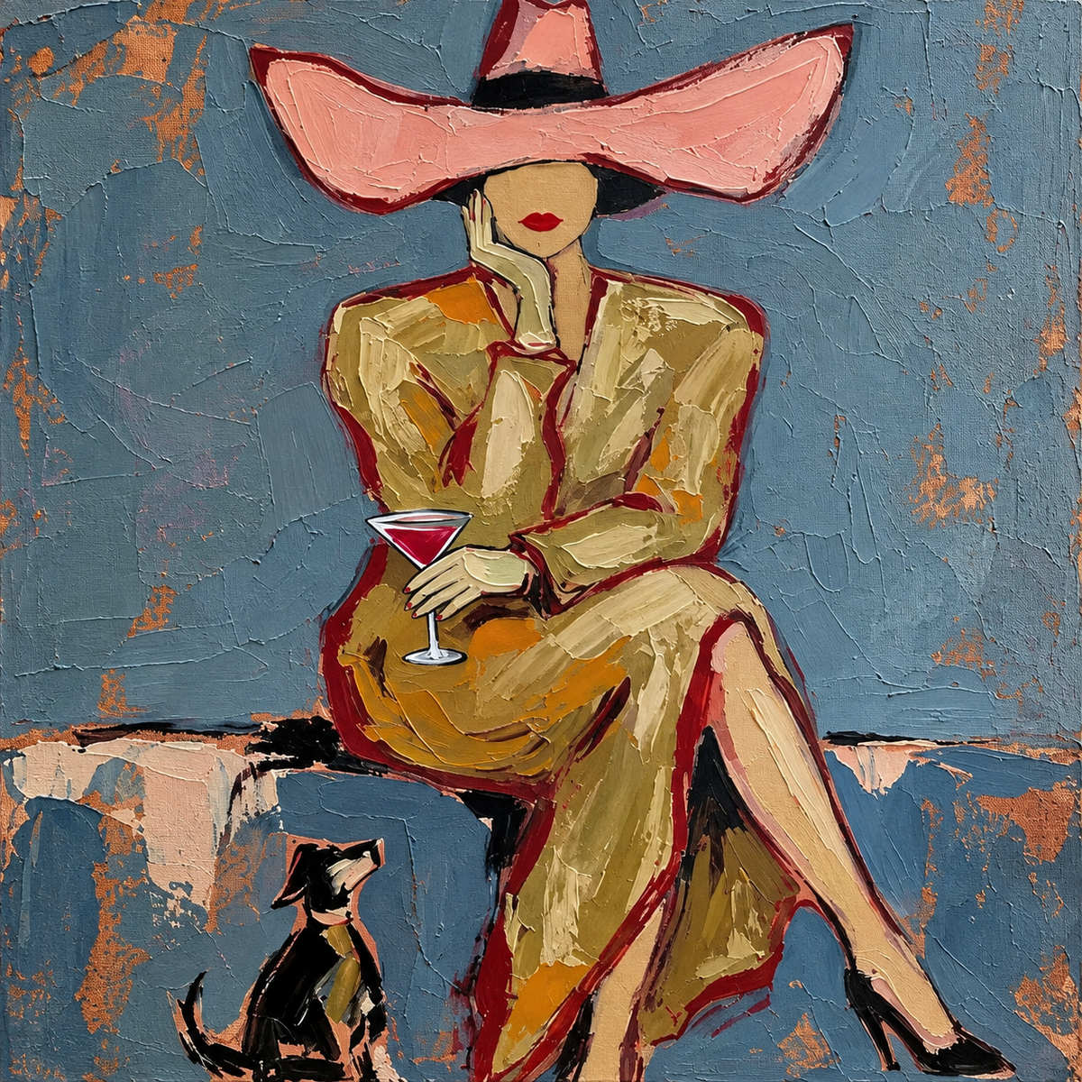 SOLORART Vintage Americana Art | Western Lady's Sip