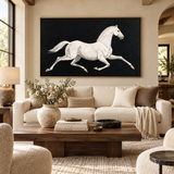 SOLORART Americana Art | White Horse Against Black
