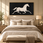 SOLORART Americana Art | White Horse Against Black