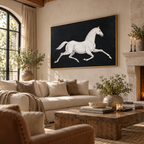 SOLORART Americana Art | White Horse Against Black