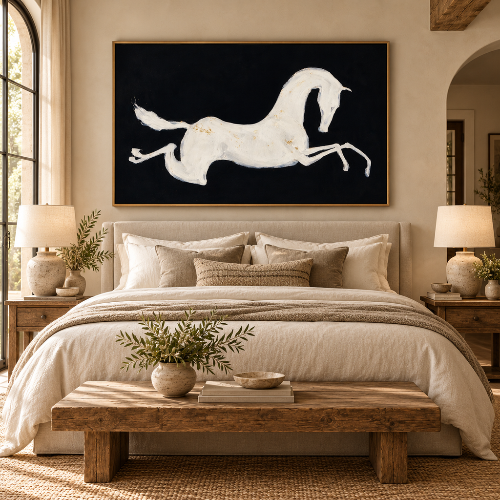 SOLORART Americana Art | White Horse as a Silhouette