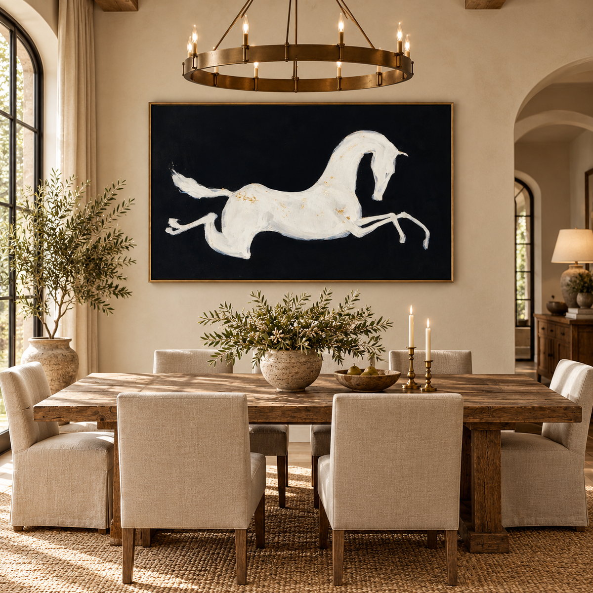 SOLORART Americana Art | White Horse as a Silhouette