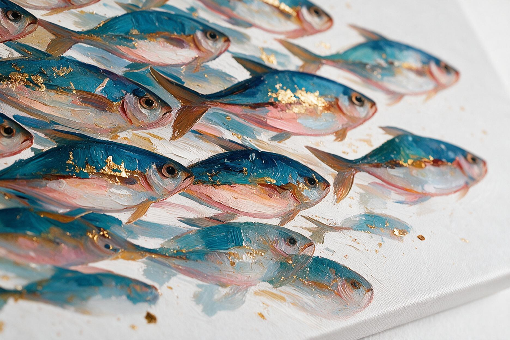 SOLORART Abstract Art | Gilded Shoal in Motion